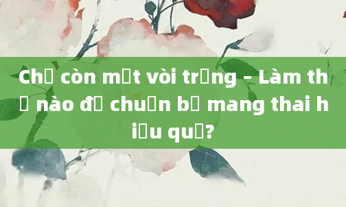 Chỉ còn một vòi trứng – Làm thế nào để chuẩn bị mang thai hiệu quả?