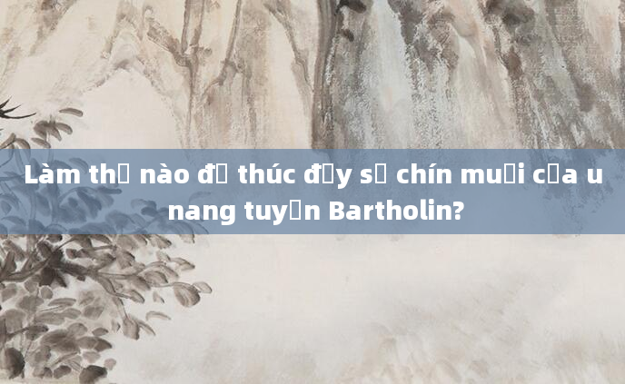 Làm thế nào để thúc đẩy sự chín muồi của u nang tuyến Bartholin?
